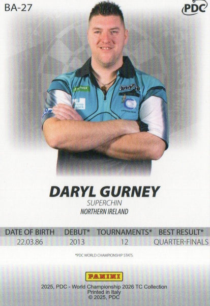 Panini 2026 PDC World Championship Darts Daryl Gurney Cracked Ice Card