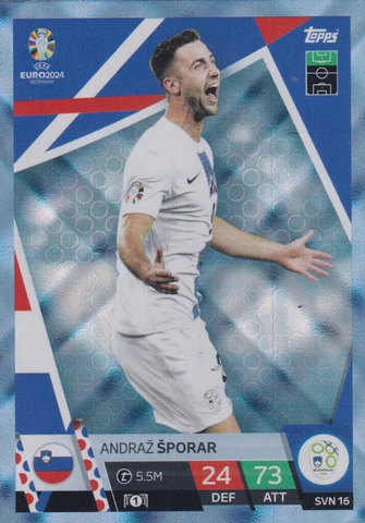 Match Attax Euro 2024 Andraz Sporar Slovenia Crystal Parallel Blue Topps Card