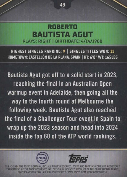 Topps 2024 Graphite Tennis Roberto Bautista Agut Parallel Chrome Card /199