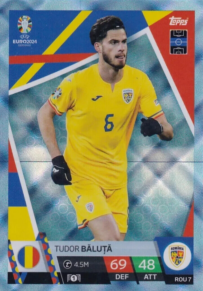 Match Attax Euro 2024 Tudor Balauta Romania Crystal Parallel Blue Topps Card