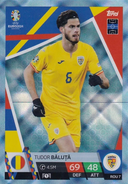 Match Attax Euro 2024 Tudor Balauta Romania Crystal Parallel Blue Topps Card