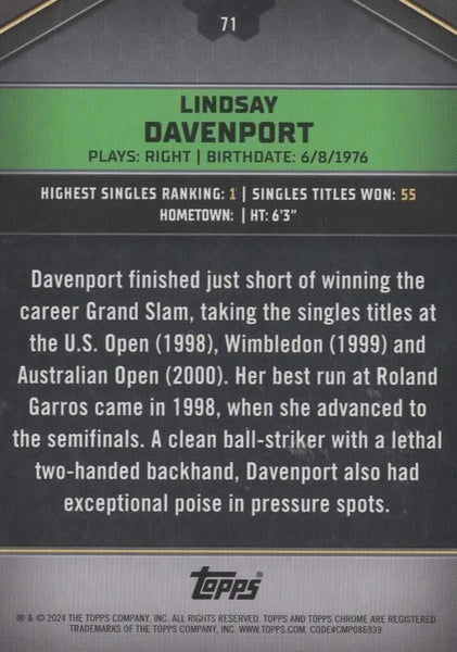 Topps 2024 Graphite Tennis Lindsay Davenport Green Refractor Chrome Card 124/199