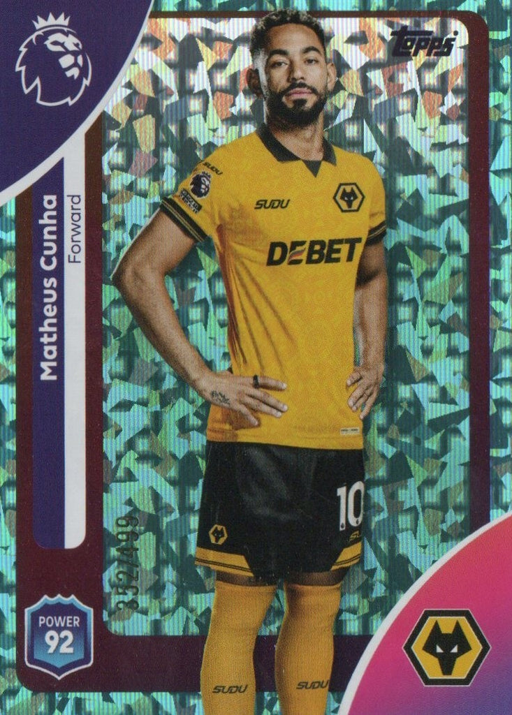 Topps Premier League 25/26 Mattheus Cunha Wolves Gold Sparkle Parallel Card /499