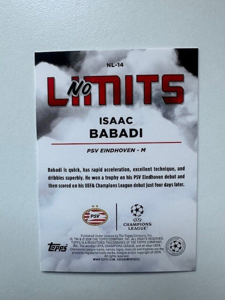 Topps Superstars 2024 23/24 Issac Babadi PSV Eindhoven No Limits Trading Card