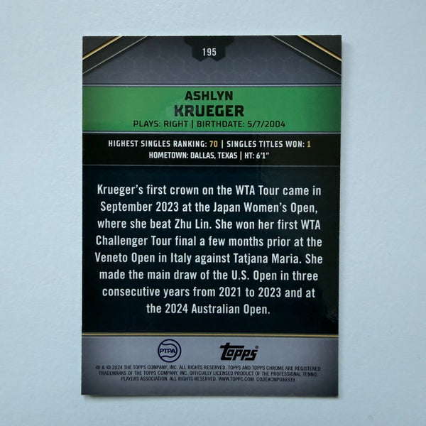 Topps 2024 Graphite Tennis Ashlyn Krueger Rookie Green Parallel Chrome Card /199