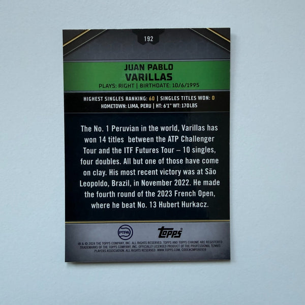 Topps 2024 Graphite Tennis Juan Pablo Varillas Parallel Green Chrome Card /75