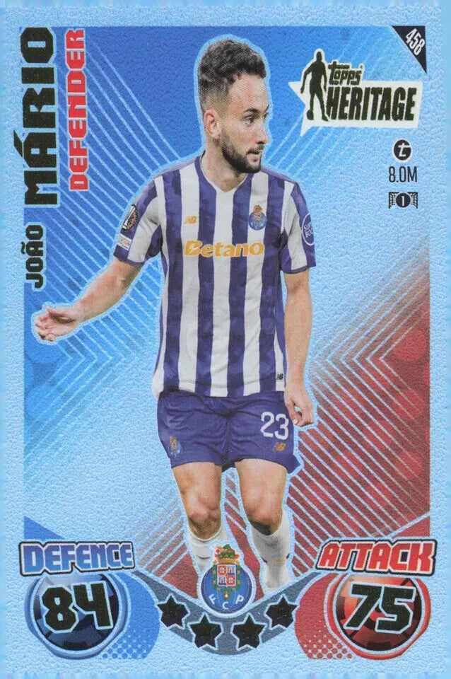 Topps Match Attax 2024/2025 24/25 Joao Mario Heritage Porto Card #458