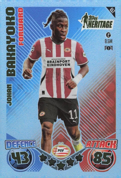 Topps Match Attax 2024/2025 24/25 Johan Bakayoko Heritage PSV Eindhoven #457