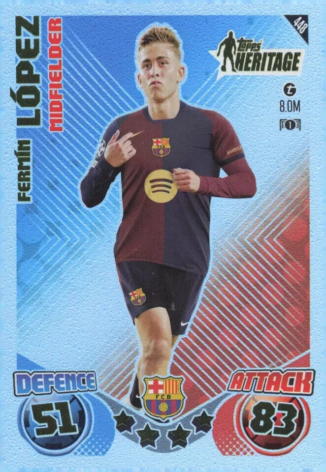 Topps Match Attax 2024/2025 24/25 Fermín López Heritage Barcelona Card #448