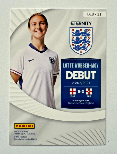 Panini Eternity Lionesses 2025 Lotte Wubben-Moy England Debut Magenta Card /25