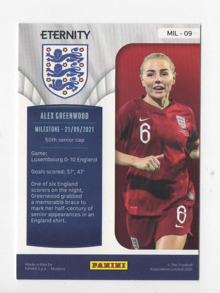Panini Eternity Lionesses 2025 Alex Greenwood England Milestone Green Card /50