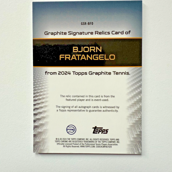 Topps 2024 Graphite Tennis Bjorn Fratangelo Relic Autograph Auto Rare Card 26/75