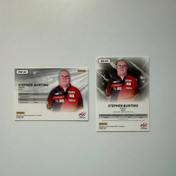 Stephen Bunting Panini PDC Trading Card Bundle – 2 Card Collection