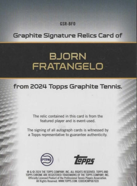 Topps 2024 Graphite Tennis Bjorn Fratangelo Relic Autograph Auto Rare Card 26/75