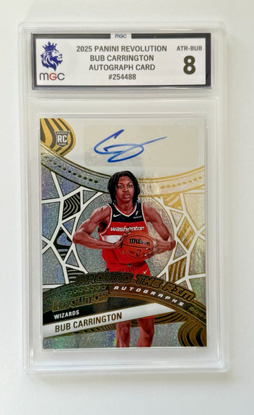 Panini Revolution 2024-25 Bub Carrington RC Auto MGC 8 Rookie Card