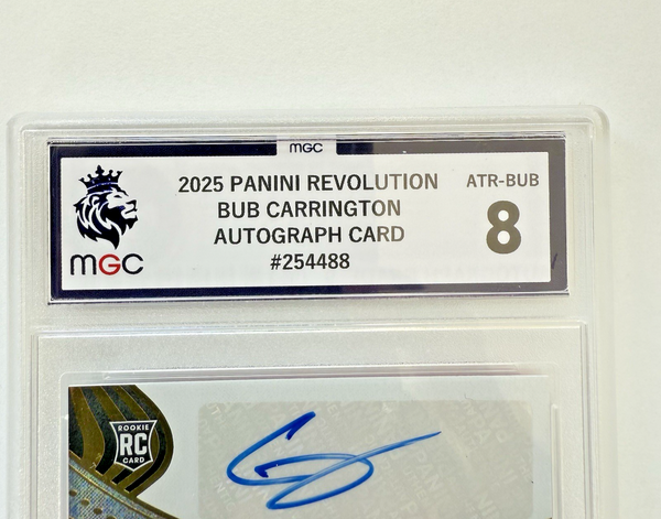 Panini Revolution 2024-25 Bub Carrington RC Auto MGC 8 Rookie Card