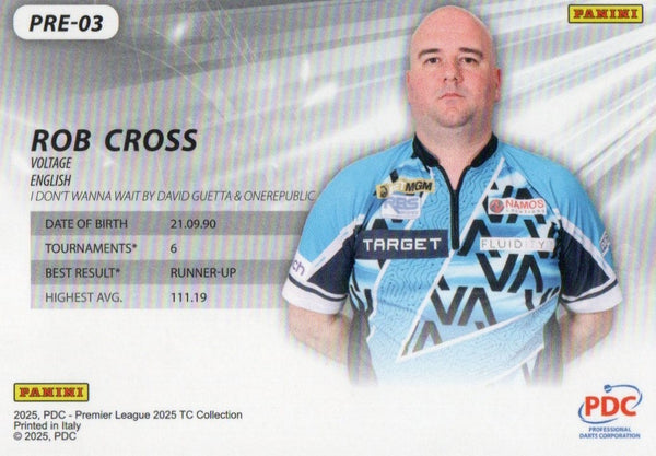 Panini PDC Premier League 2025 Rob Cross Red Precision /100 Darts Card