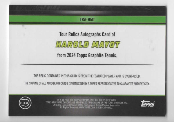 Topps 2024 Graphite Tennis Harold Mayot Relic Autograph Auto Chrome Card /75