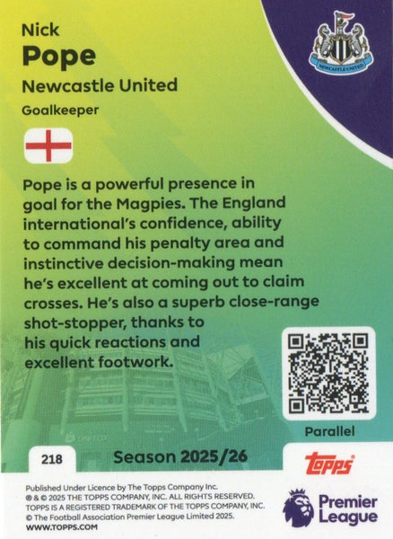 Topps Premier League 25/26 2026 Nick Pope Newcastle United Green Card /499
