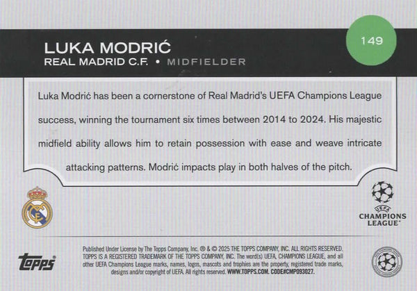 Topps UCC Flagship 2024/25 Luka Modric Real Madrid Flowfractor Parallel #149