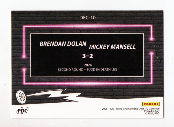 Panini 2026 PDC World Championship Darts Dolan Mansell Decider Card /50