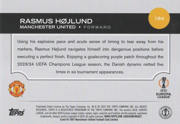 Topps UCC Flagship 2024/25 Rasmus Hojlund Flowfractor Parallel Card #184