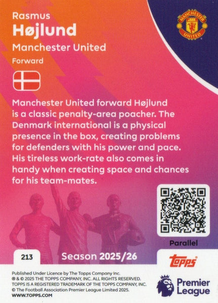 Topps Premier League 25/26 Rasmus Hojlund Manchester United Blue Card /150