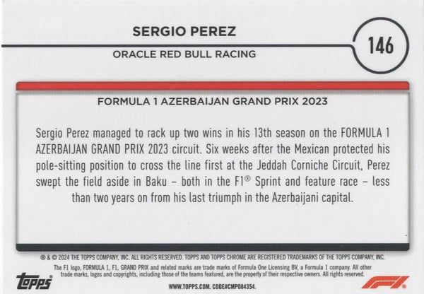 Topps Chrome Formula 1 2024 Sergio Perez Grand Prix Winner Azerbaijan 2023 #146