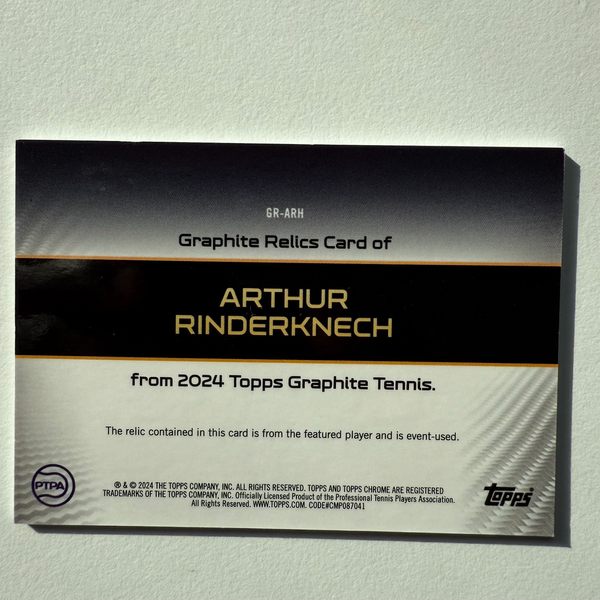 Topps 2024 Graphite Tennis Arthur Rinderknech Green Relic Card 03/75