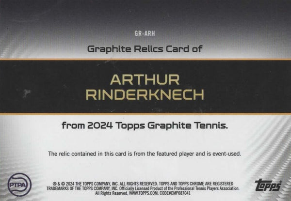 Topps 2024 Graphite Tennis Arthur Rinderknech Green Relic Card 03/75