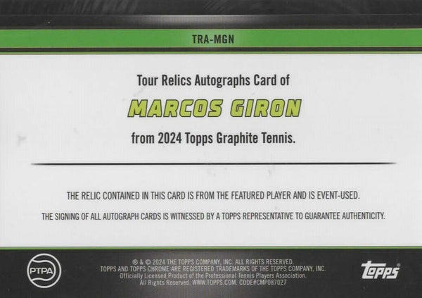 Topps 2024 Graphite Tennis Marcos Giron Relic Autograph Auto Rare Chrome /50
