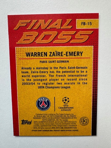 Topps Superstars 2024 23/24 Warren Zaire-Emery Final Boss PSG Card