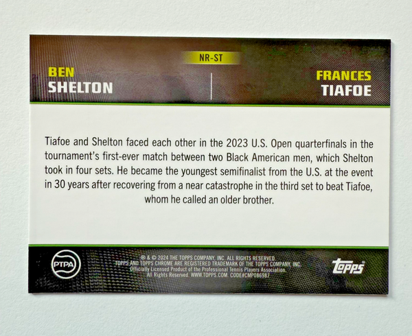 Topps 2024 Graphite Tennis Shelton Tiafoe Notable Rivalries Chrome Card 13/50