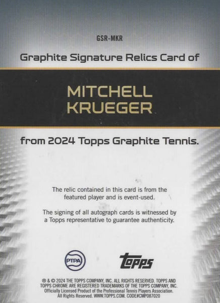 Topps 2024 Graphite Tennis Mitchell Krueger Relic Autograph Auto Rare Card 33/50