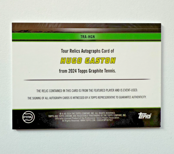Topps 2024 Graphite Tennis Hugo Gaston Tour Relic Autograph Auto Chrome Card /75
