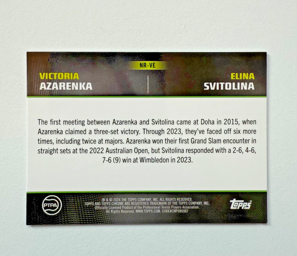 Topps 2024 Graphite Tennis Azarenka Svitolina Notable Rivalries Refractor 36/75