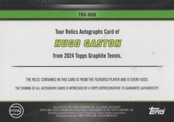 Topps 2024 Graphite Tennis Hugo Gaston Tour Relic Autograph Auto Chrome Card /75