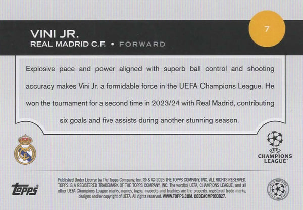 Topps UCC Flagship 2024/25 Vini JR. Flowfractor Parallel Real Madrid Card