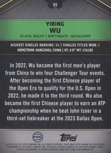 Topps 2024 Graphite Tennis Yibing Wu Gold Parallel Refractor Chrome MGC 9 /25