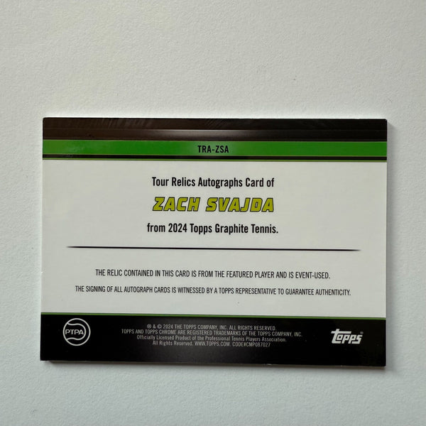 Topps Graphite 2024 Zach Svajda Relic Auto Chrome /75 Tennis Autograph Card
