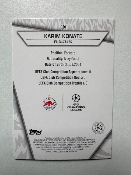 Topps Superstars 2024 23/24 Karim Konate Rare FC Salzburg Card #70