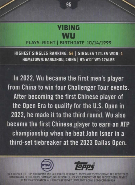 Topps Graphite 2024 Yibing Wu Green Parallel Chrome /199 Tennis Card
