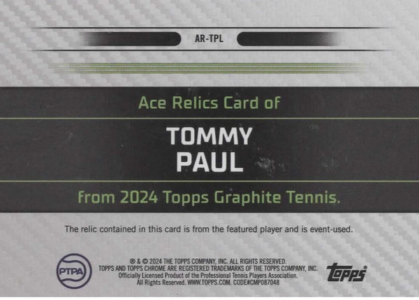 Topps 2024 Graphite Tennis Tommy Paul Ace Relic Used Memorabilia Chrome MGC 8