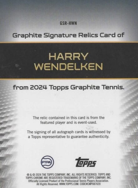 Topps Graphite 2024 Harry Wendelken Relic Auto Refractor Chrome Tennis Rookie