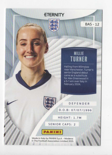 Panini Lionesses Eternity 2025 Millie Turner /10 SSP England Red Rare Card