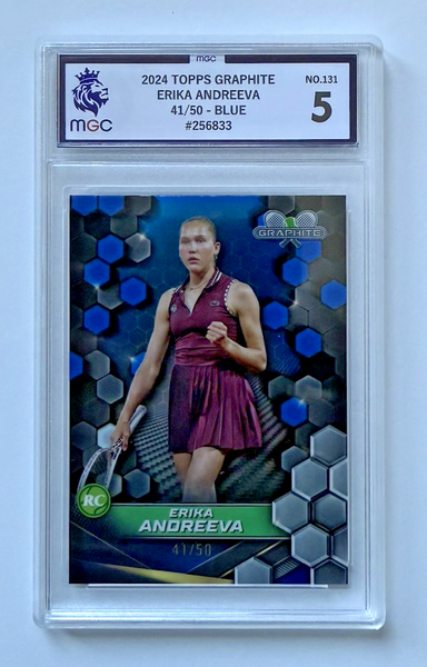 Topps 2024 Graphite Tennis Erika Andreeva Blue Parallel Rookie Chrome /50 MGC 5