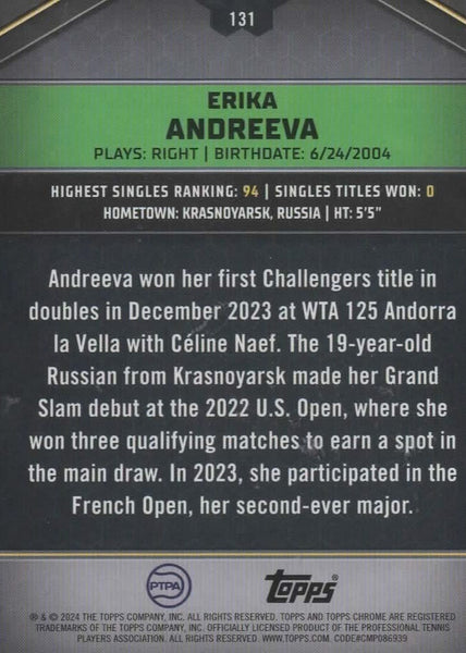 Topps 2024 Graphite Tennis Erika Andreeva Blue Parallel Rookie Chrome /50 MGC 5