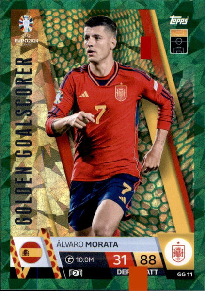 Match Attax Euro 2024 Alvaro Morata Crystal Green Parallel Golden Goalscorer