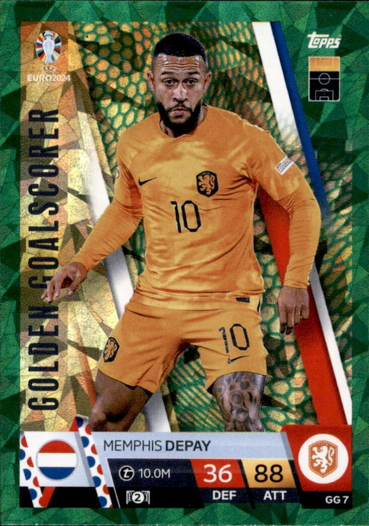 Match Attax Euro 2024 Memphis Depay Crystal Green Parallel Golden Goalscorer
