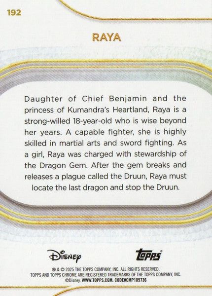 Topps Chrome Disney 2025 Raya Yellow Mini Diamonds Parallel #192